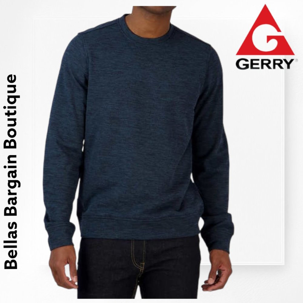 Gerry Men's Textured Crewneck Pullover Sweatshirt BLUE